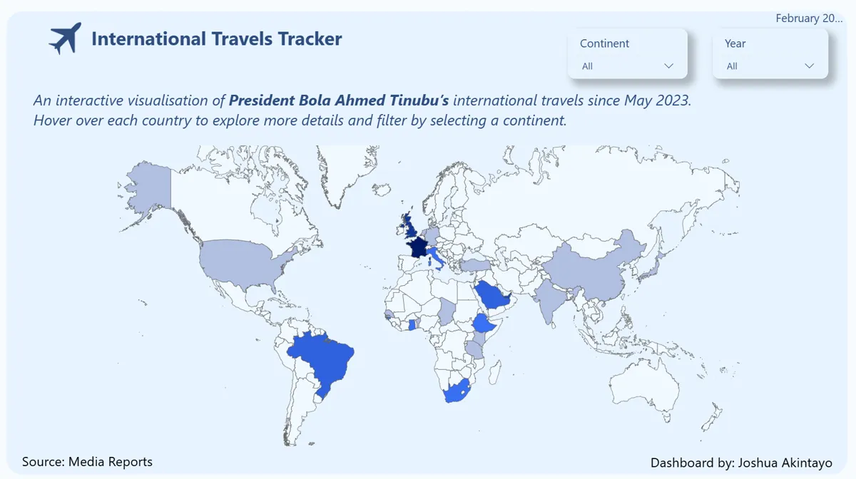 President Tinubu Travel Tracker